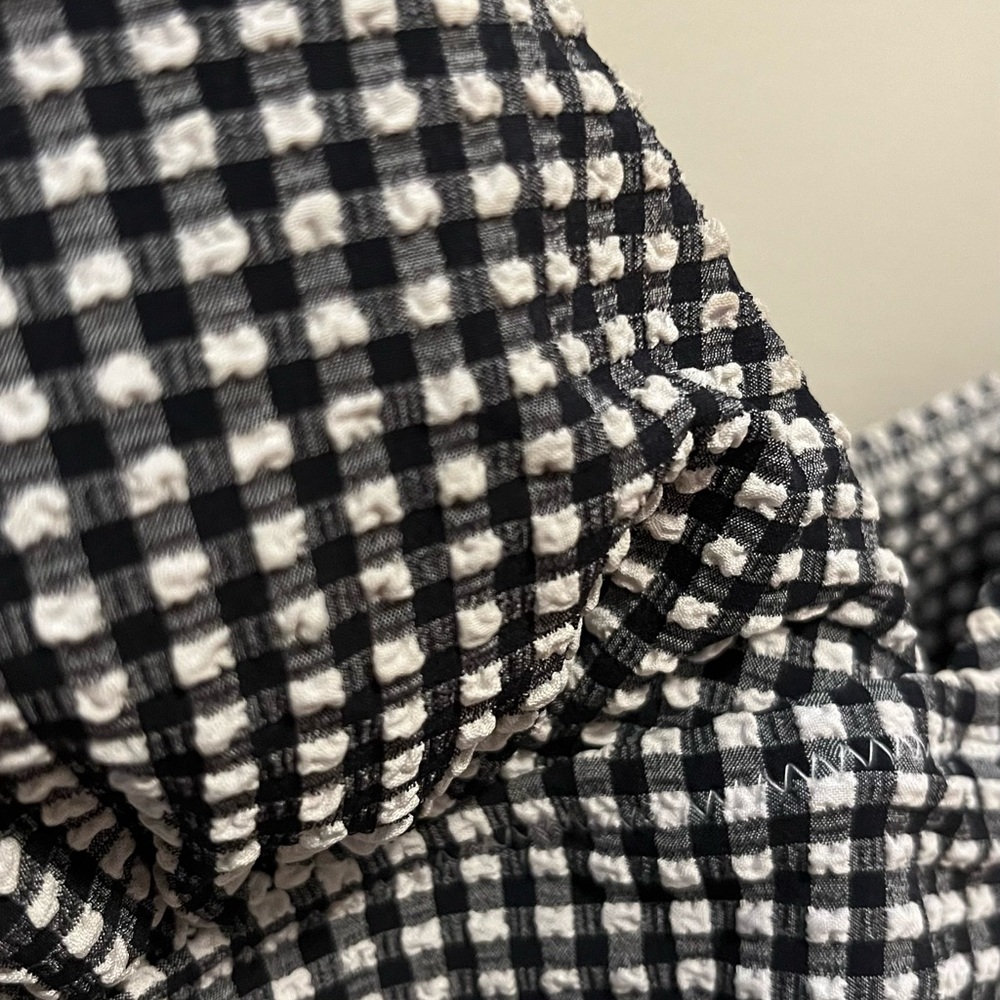 Aerie Seersucker Black and White Gingham Bikini Top with Ruffle Sleeves - Picture 5 of 5